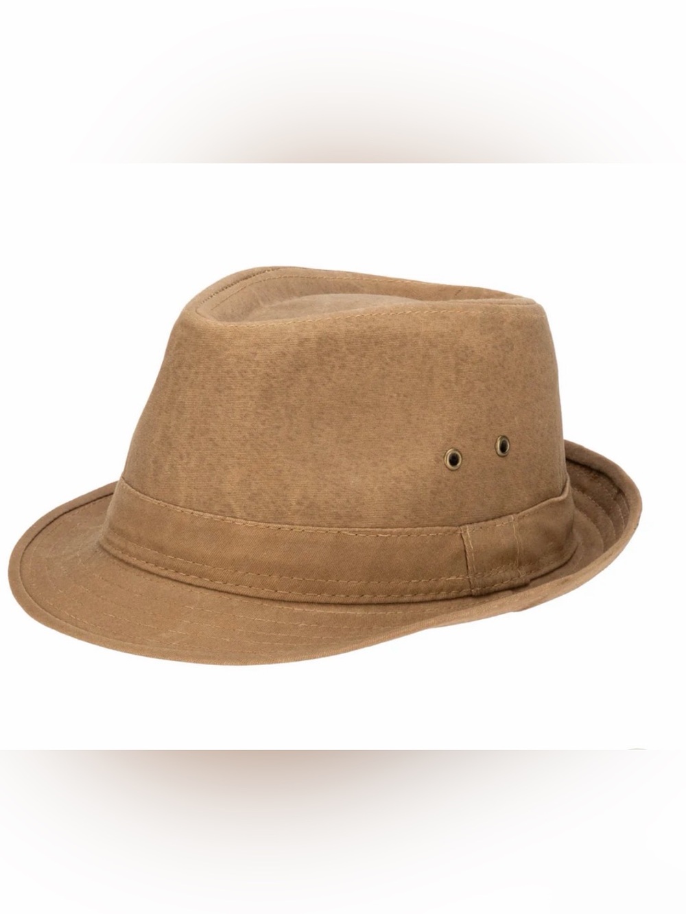 Mens Cut and Sew Waxed Cotton Stingy Brim Fedora Tan